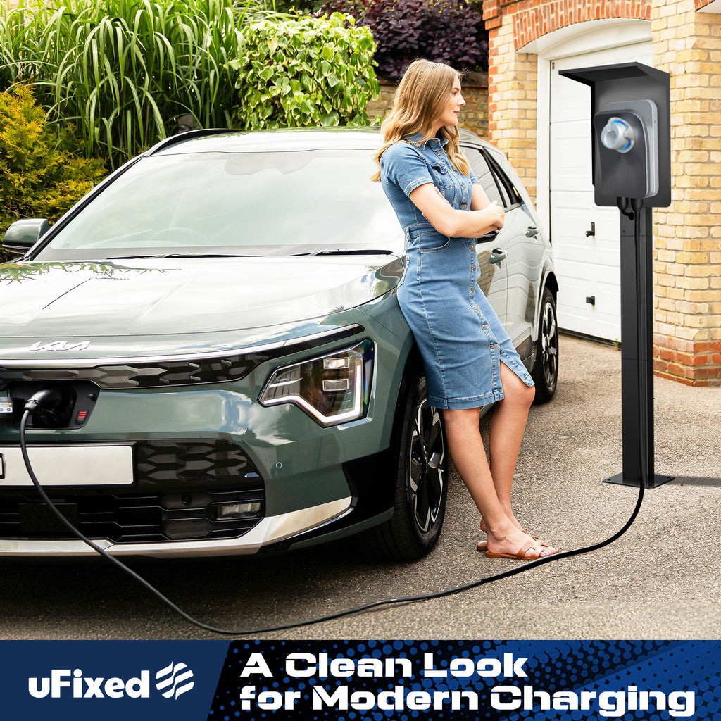 Weatherproof Pedestal with Roof for Tesla Gen3 EV Charging Stations | Heavy-Duty Stand with Top Cover, Compatible with Tesla Mobile Connector & J1772