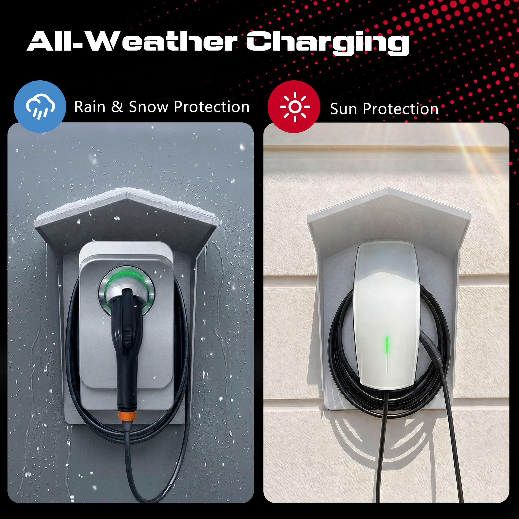 EV Charger Protective Cover - Weatherproof Electric Vehicle Charging Station Roof for Tesla & Most EV Chargers | Universal Fit with Complete Installation Kit