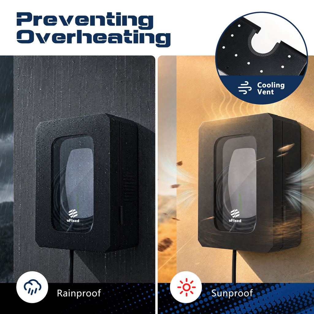 Outdoor EV Charger Enclosure Wall Box with Lock for Tesla Wall charger and Chargepoint with Holder | Weatherproof Visible, Easy to Install, Black