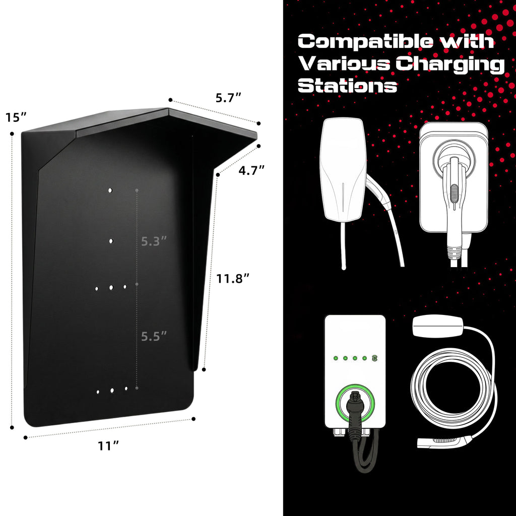 EV Charger Protective Cover - Weatherproof Electric Vehicle Charging Station Roof for Tesla & Most EV Chargers | Universal Fit with Complete Installation Kit