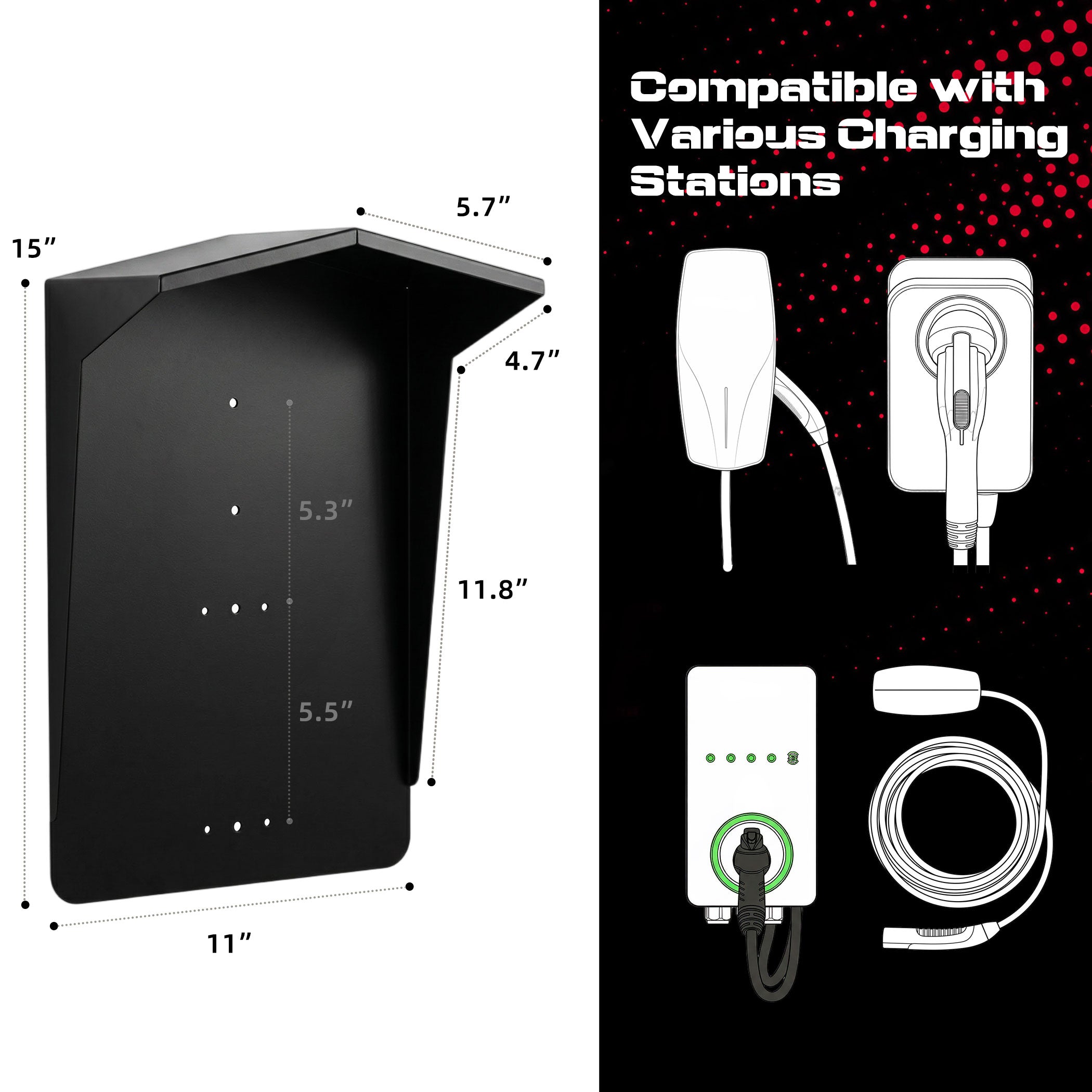 EV Charger Protective Cover - Weatherproof Electric Vehicle Charging Station Roof for Tesla & Most EV Chargers | Universal Fit with Complete Installation Kit