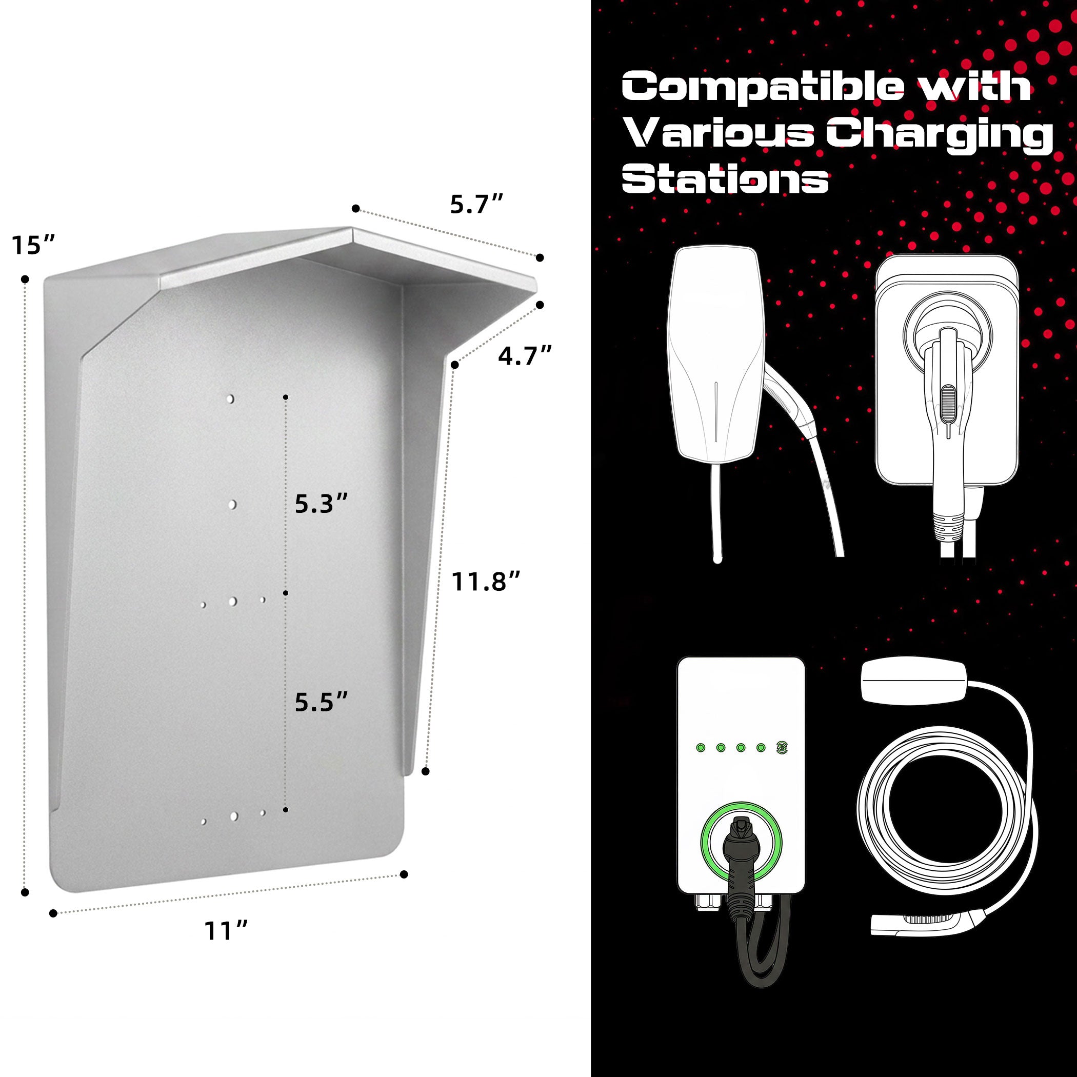 EV Charger Protective Cover - Weatherproof Electric Vehicle Charging Station Roof for Tesla & Most EV Chargers | Universal Fit with Complete Installation Kit