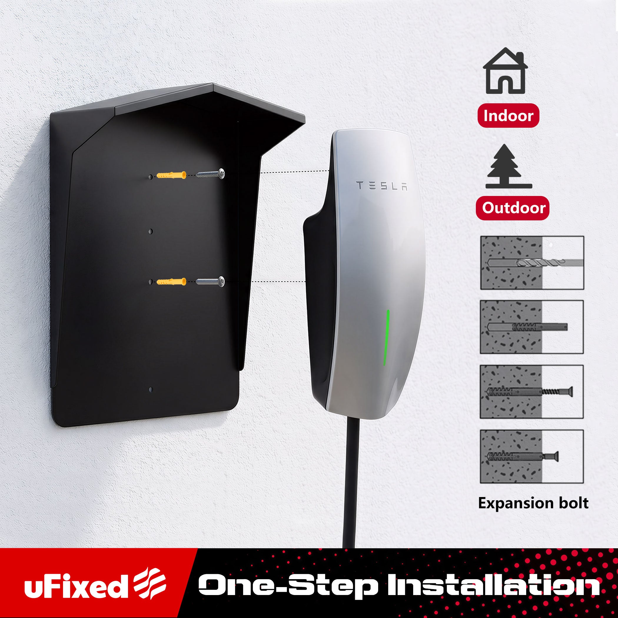 EV Charger Protective Cover - Weatherproof Electric Vehicle Charging Station Roof for Tesla & Most EV Chargers | Universal Fit with Complete Installation Kit