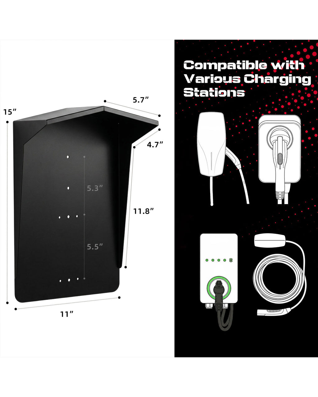 EV Charger Protective Cover - Weatherproof Electric Vehicle Charging Station Roof for Tesla & Most EV Chargers | Universal Fit with Complete Installation Kit