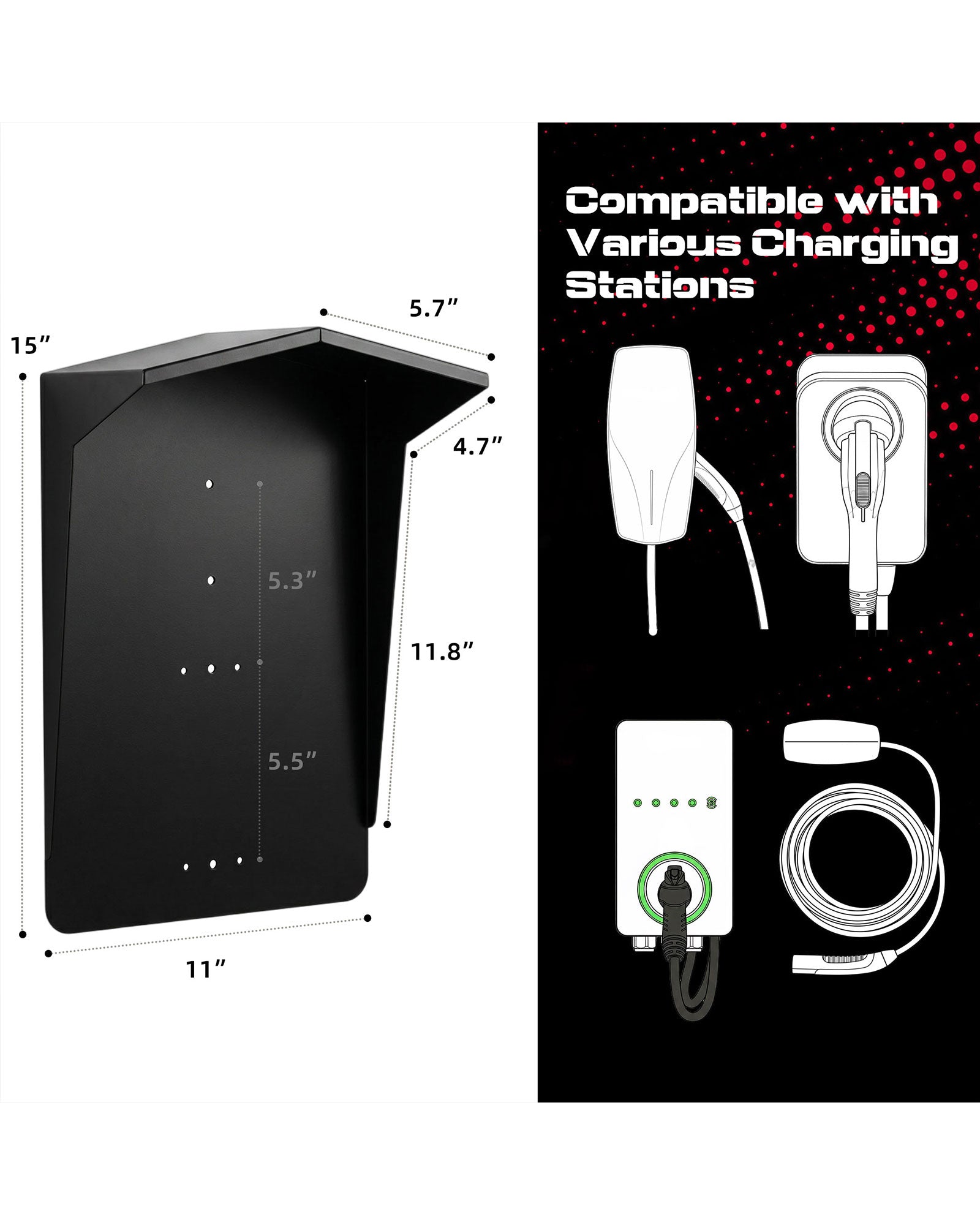 EV Charger Protective Cover - Weatherproof Electric Vehicle Charging Station Roof for Tesla & Most EV Chargers | Universal Fit with Complete Installation Kit