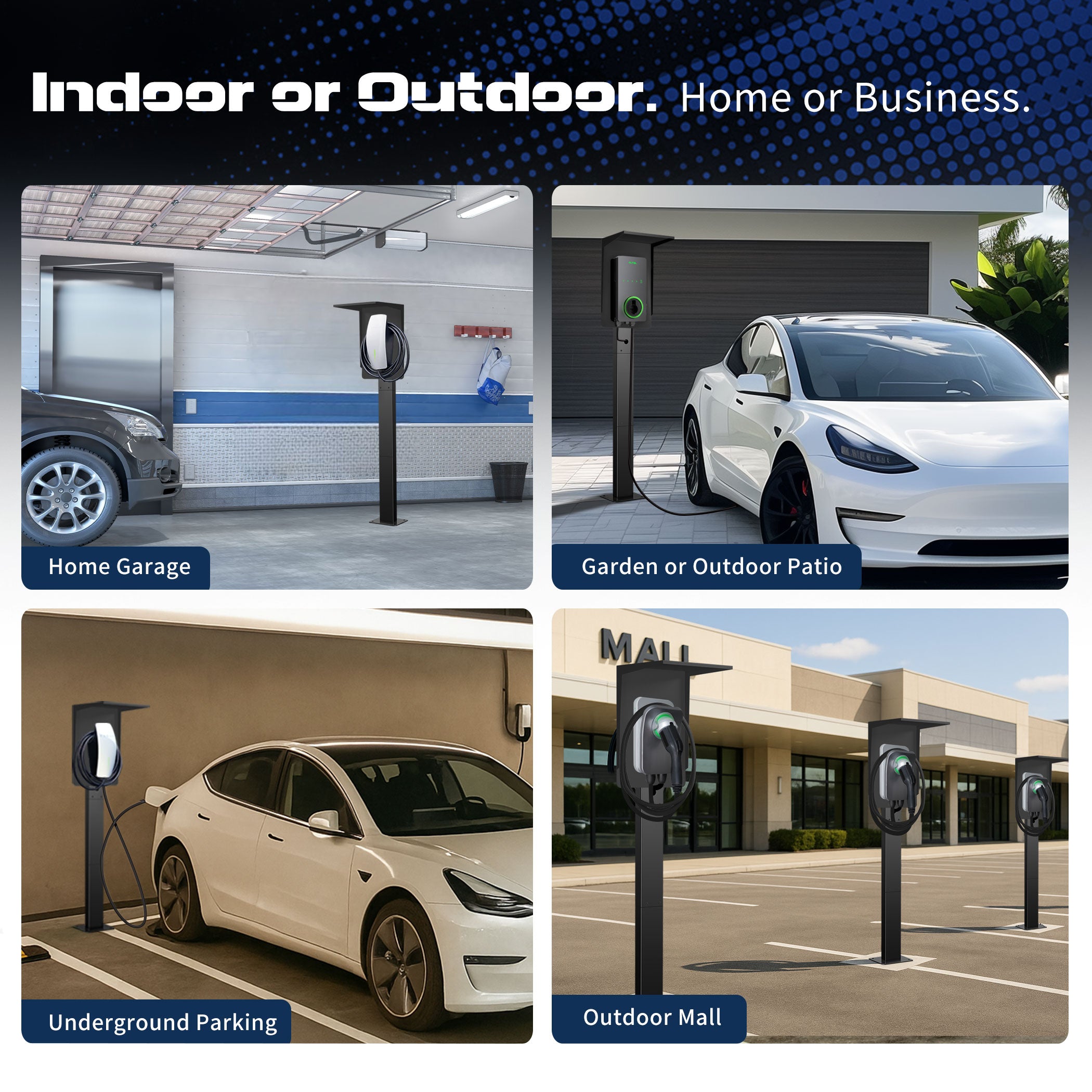 Weatherproof Pedestal with Roof for Tesla Gen3 EV Charging Stations | Heavy-Duty Stand with Top Cover, Compatible with Tesla Mobile Connector & J1772