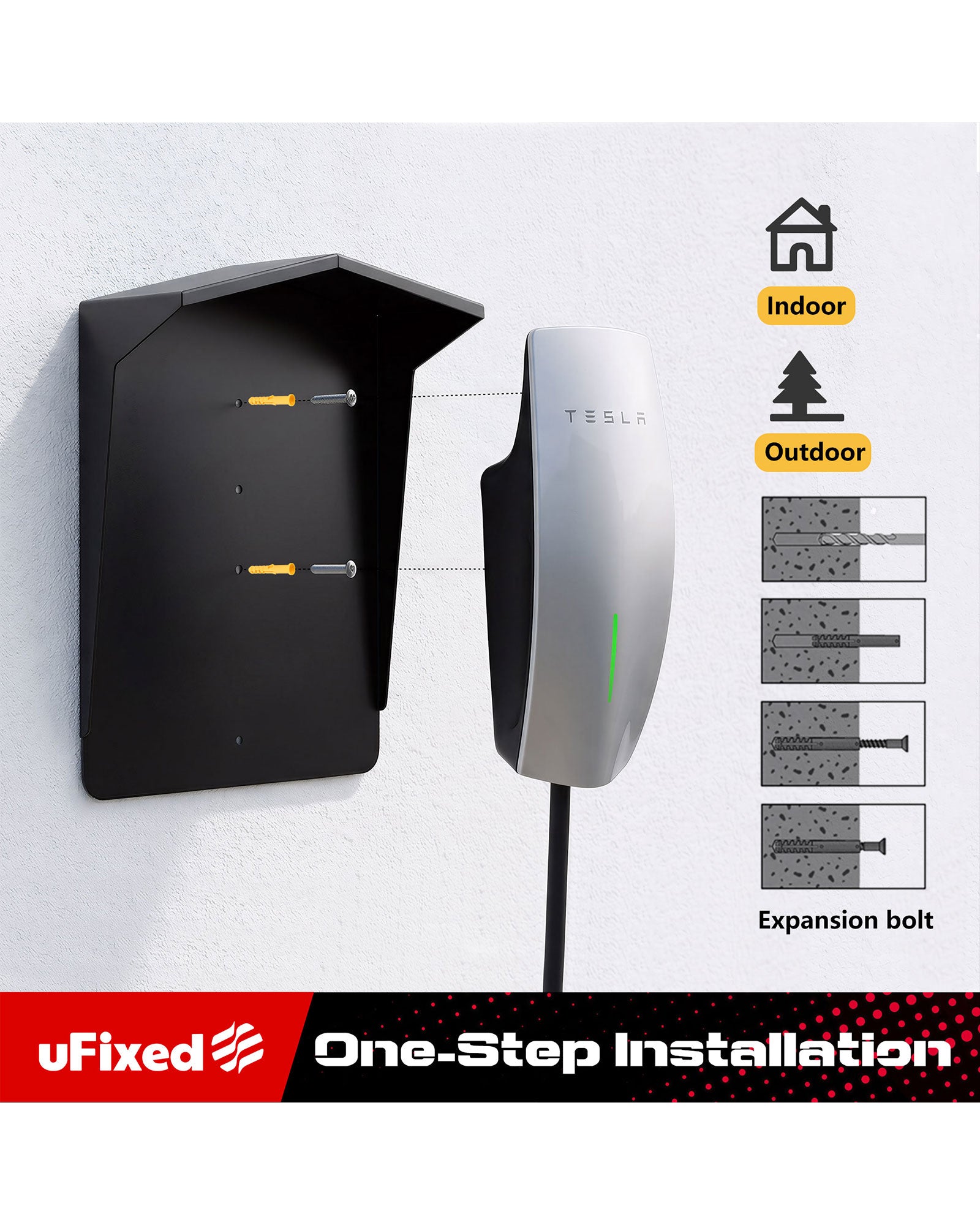 EV Charger Protective Cover - Weatherproof Electric Vehicle Charging Station Roof for Tesla & Most EV Chargers | Universal Fit with Complete Installation Kit