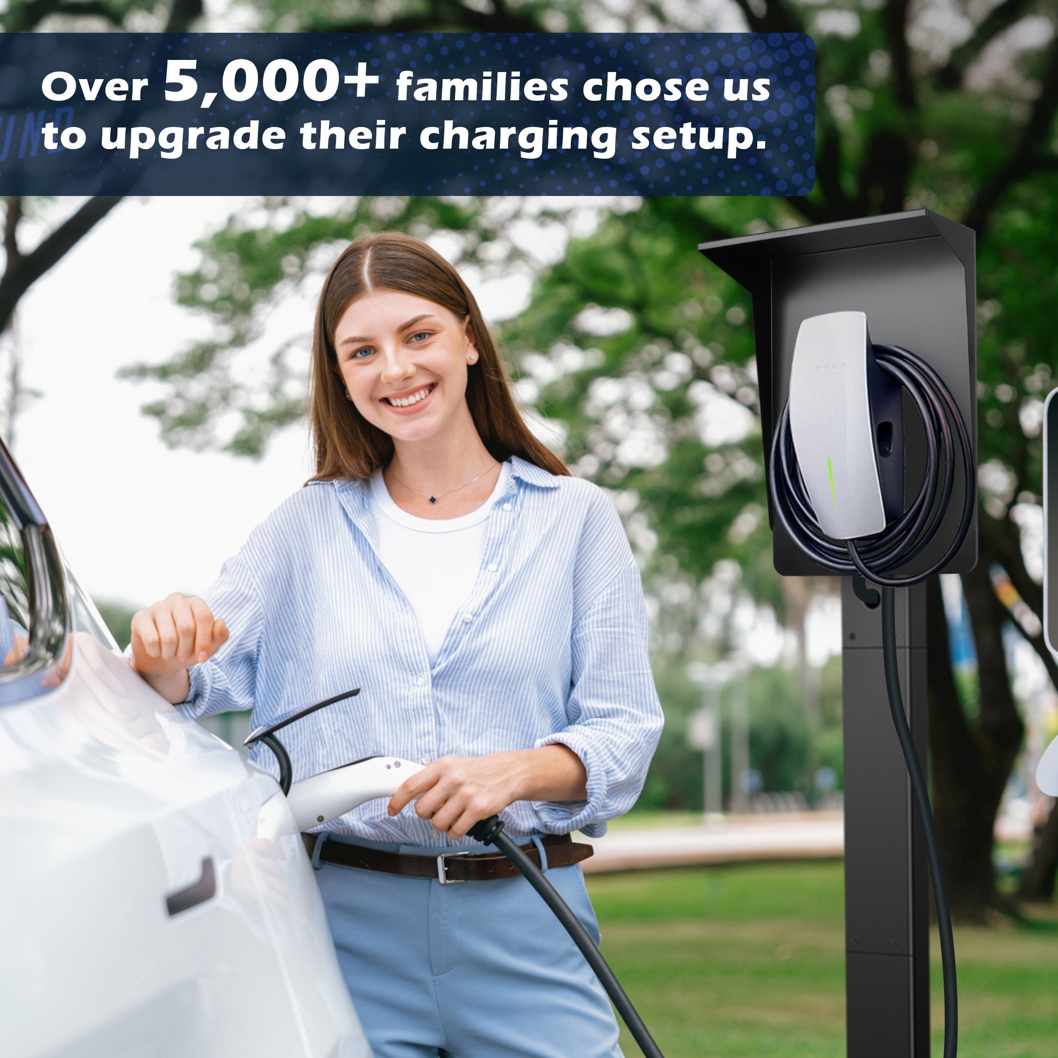Weatherproof Pedestal with Roof for Tesla Gen3 EV Charging Stations | Heavy-Duty Stand with Top Cover, Compatible with Tesla Mobile Connector & J1772